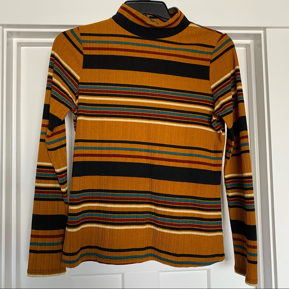 mts Orange Striped Turtleneck